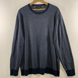 Banana Republic Mens Micro Birdseye Premium Luxe Yarn Sweater Sz XL Navy Preppy